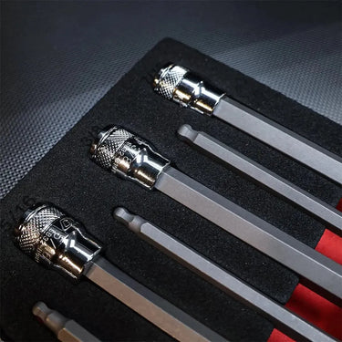 BoxoUSA 9-Piece 3/8" Drive SAE Extra-Long Ball Point Hex Bit Socket Set | 1/6 Drawer EVA Foam BX927-R2