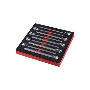 BoxoUSA 9-Piece 3/8" Drive SAE Extra-Long Ball Point Hex Bit Socket Set | 1/6 Drawer EVA Foam BX927-R2