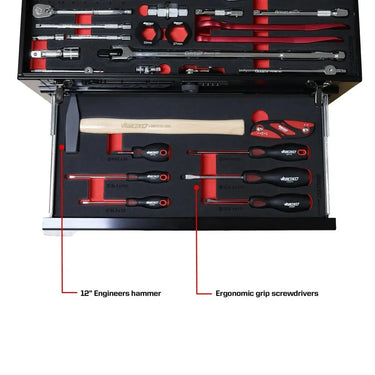 BoxoUSA MotoBox | Ricky Carmichael 3-Drawer Portable Tool Box with 103-Piece Metric Motorcycle Tool Set MOTOBX1-BK-RC2