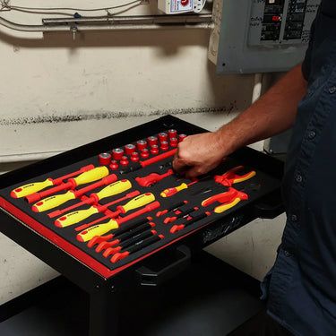 BoxoUSA 36-Piece Insulated Electrical Tool Set | 3/3 Drawer EVA Foam BXI025