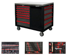 Serie Pro | Caja de herramientas para estación de trabajo de 45" con 12 cajones y juego de herramientas maestro