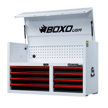 Pro Series | 45" 19-Drawer Rolling Tool Box with 222-Piece Master Tool Set | White and Red