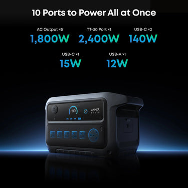 Estación de energía portátil Anker SOLIX C2000 Gen2 + cargador para alternador de coche