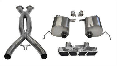2.75 Inch Valve-Back Sport Exhaust w X-Pipe Dual Rear Exit Polygon Polished Tip 14-Present Chevy C7