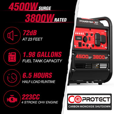 Generador inversor de marco abierto de 4500 W con alerta de CO DB5041C