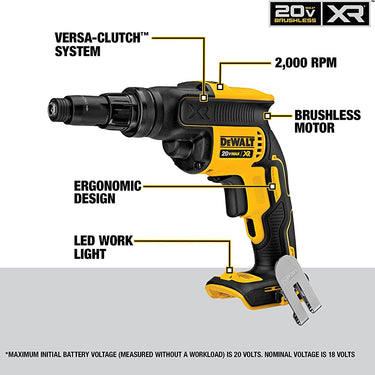 DEWALT DCF622B 20V MAX* XR Versa-ClutchTM Adjustable Torque Screwgun (Tool Only)