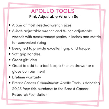 2 Adjustable Wrenches - Pink - DT5007P