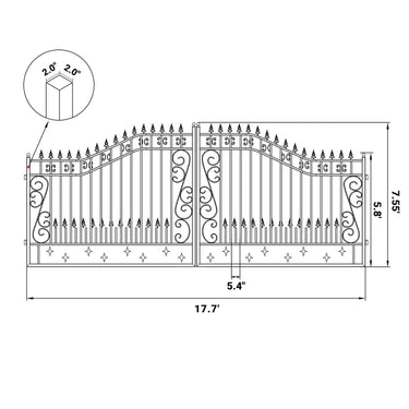 18x8 ft Steel Dual Swing Driveway Gate
