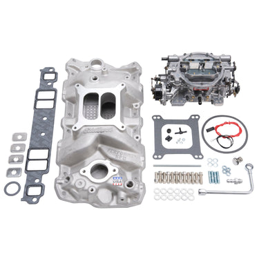 Edelbrock MANIFOLD and CARB KIT PERF RPM SBC 1957-86 NATURAL FINISH | 2023