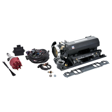 Edelbrock PRO FLO 4 FUEL INJECTION KIT XT SEQUENTIAL PORT SBC 1986 and EARLIER 550 MAX HP 29LbHr INJECTORS BLACK | 35793