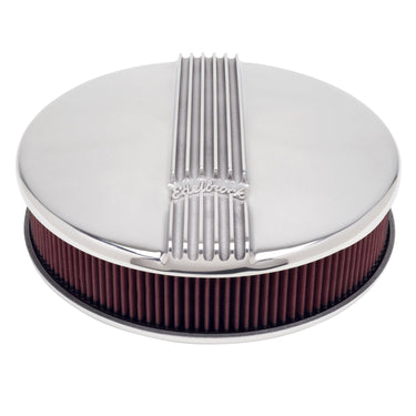Edelbrock A/C CLASSIC FINNED SINGLE CARB 14in ROUND POLISHED | 4117