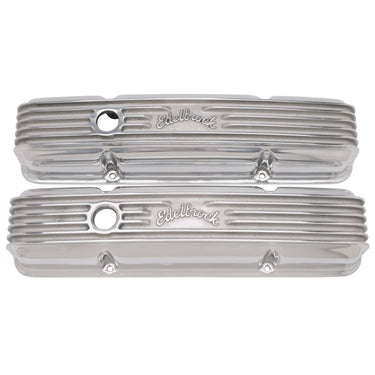 Edelbrock V/C CLASSIC ALUMINUM SBC POLISHED COMBO BREATHER HOLE and OIL FILL CAP | 4144