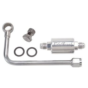 Edelbrock EDELBROCK CHROME SINGLE FEED STEEL FUEL LINE WITH POLISHED FILTER 8131 | 8131