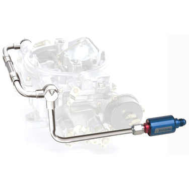 Edelbrock EDELBROCK CHROME DUAL-FEED FUEL LINE KIT WITH BLUE ANODIZED ALUM FILTER 8133 | 8133