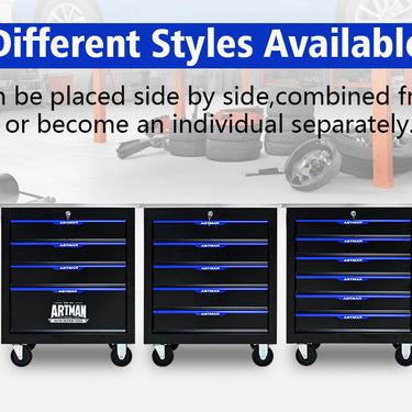 5 DRAWERS MULTIFUNCTIONAL TOOL CART WITH WHEELS-BLACK+BLUE