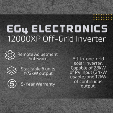 Inversor fuera de red EG4 12,000XP V2 48V de fase dividida | Entrada fotovoltaica de 24 kW Salida de potencia de 12 kW