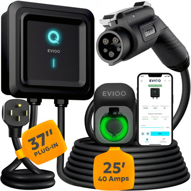 EVIQO Level 2 EV Charger, 40A (9.6kW), 240V, NEMA 14-50 Plug-in, J1772 for Non-Tesla EVs