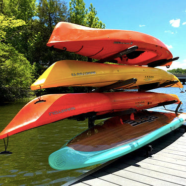 Almacenamiento de kayaks Chesapeake | Soporte de muelle ajustable | Sobre el agua | 4 niveles