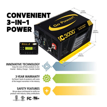 Go Power! Serie IC Cargador Inversor de 3000 Vatios