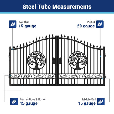 14x8 ft Steel Dual Swing Driveway Gate with Wider Goalposts
