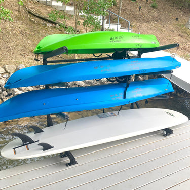 Almacenamiento de kayaks Chesapeake | Soporte de muelle ajustable | Sobre el agua | 4 niveles
