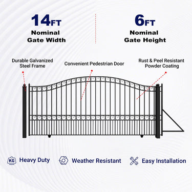 14x6 ft Steel Sliding Driveway Gate