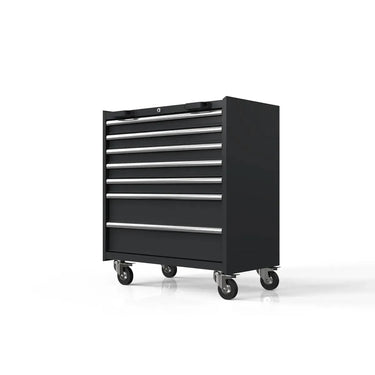 BoxoUSA 34" 7 Drawer Roller Cabinet w/o Drawer Trims MST340072-RBK-1