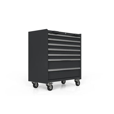 BoxoUSA 34" 7 Drawer Roller Cabinet w/o Drawer Trims MST340072-RBK-1