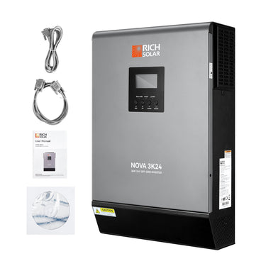 Rich Solar NOVA MAX 3K | Inversor híbrido de 3000W y 24V para casas rodantes, remolques, cámperes, furgonetas, camiones, vehículos de expedición y barcos