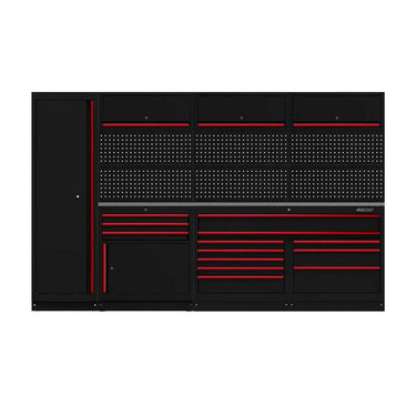 Serie OSM Pro | Capacidad para 222 herramientas | Módulos de almacenamiento profesional organizado de 11 piezas de 126" | 13 cajones, 6 gabinetes