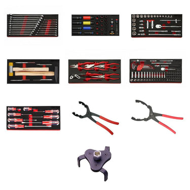 Serie Pro | Carro de servicio abatible de 28" con 3 cajones y juego de herramientas Quick Service Master