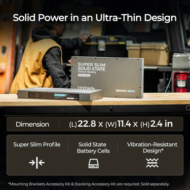 12V 104Ah Super Slim Lithium Iron Phosphate Battery | Rego Series — Self-Heating / 4 Pack
