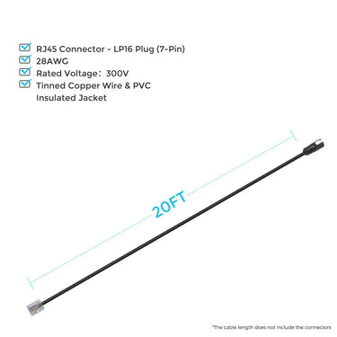 LP16 Plug (7-Pin) to RJ45 20Ft Communication Cable