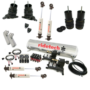 Level 1 Air Suspension System for 65-70 Impala. Includes front CoolRide with HQ Series Shocks and mounts rear CoolRide with HQ Series Shocks and 5 Gallon Analog Compressor System.