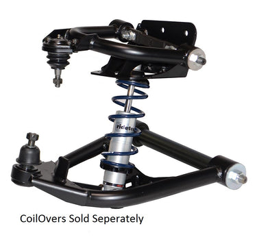 Front Upper and Lower StrongArms for 1973-1987 C10  for use with CoilOvers. Includes upper coilovers mounts  forged upper cross shafts with caster slugs  lower cross shafts and Delring bushings.