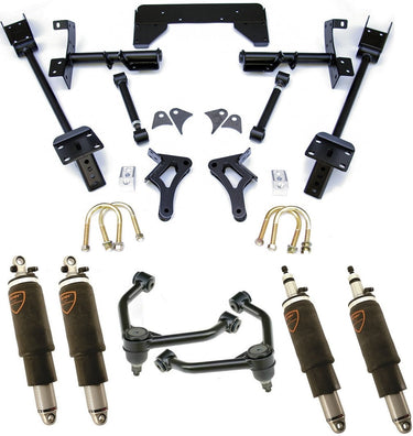 Air Suspension System for 70-74 Mopar INE IN Body. Includes front HQ Series Shockwaves upper StrongArms rear HQ Series Shockwaves and Bolt-On 4 Link.