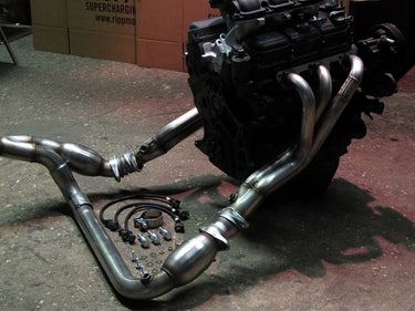 RIPP Supercharger Long Tube Header W Hushpower Resonater and Diablosport RM1000 07-11 Wrangler JK 3.8L RIPP Superchargers | 0711JK38-LTHDR-1000-HSH