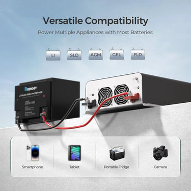 2000W 12V Pure Sine Wave Inverter with UPS Transfer Switch and Built-in Bluetooth