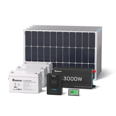 400W 12V Complete Solar Panel Kit with 3.6kWh Battery — 3.6kWh Deep Cycle AGM Batteries (3*12V 100Ah)