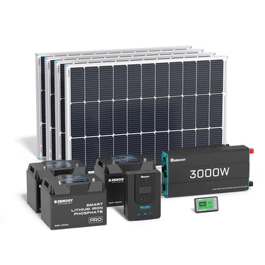 400W 12V Complete Solar Panel Kit with 3.6kWh Battery — 3.6kWh Deep Cycle AGM Batteries (3*12V 100Ah)