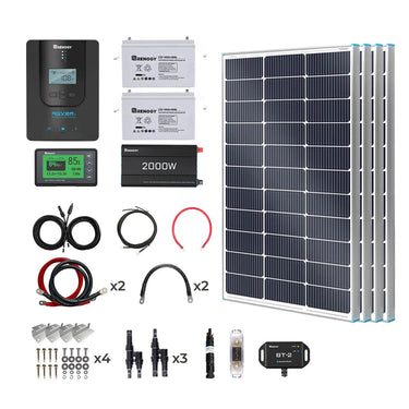 400W 12V Complete Solar Panel Kit with 2.4kWh Batteries