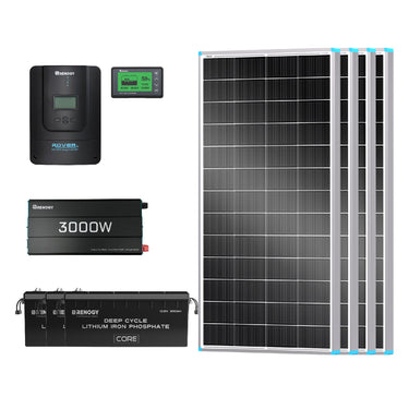 11.52kWh Power Kit | 300Ah Batteries, 3000W Inverter — 4* N-Type 200W / 3* 300Ah Core Mini (11.52kWh)