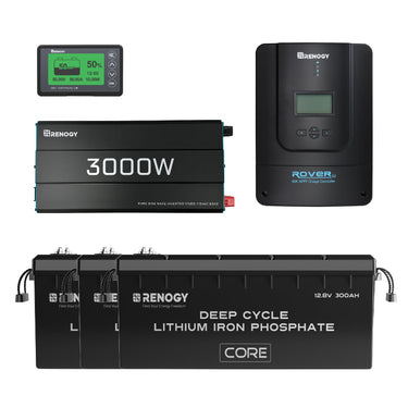 11.52kWh Power Kit | 300Ah Batteries, 3000W Inverter — 4* ShadowFlux 200W / 3* 300Ah Core (11.52kWh)