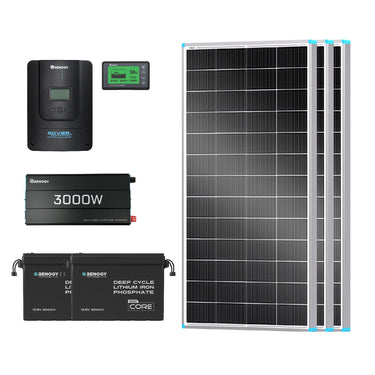 5.12kWh Power Kit | 200Ah Batteries, 3000W Inverter — 3* N-Type 200W / 2* 200Ah Core Mini (5.12kWh)