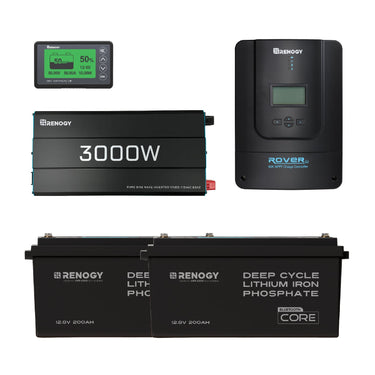 5.12kWh Power Kit | 200Ah Batteries, 3000W Inverter — 3* ShadowFlux 200W / 2* 200Ah Core (5.12kWh)