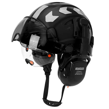Total Head Protection: Safety Helmet with Visor and Earmuffs