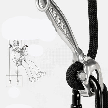 Descensor de acero inoxidable para trabajo y escalada