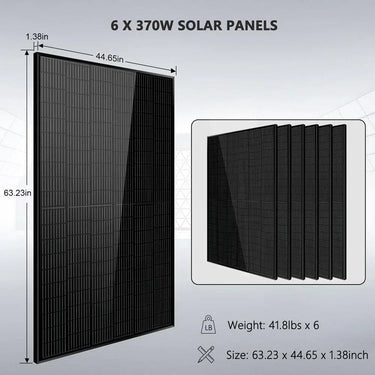 Kit solar autónomo 6500W 48VDC 120/240VAC Batería de litio PowerWall 5.12KWH 6 paneles solares de 370 vatios SGM-655M
