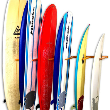 Estante vertical de madera para tablas de surf Holden Beach | Capacidad para 6 tablas de surf