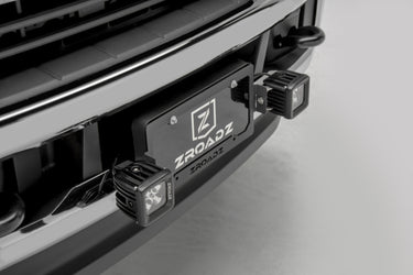 Z-RoadZ Zroadz Universal License Plate Frame LED Kit Black Mild Steel Bolt-on no drilling required Includes (2) 3 Inch ZROADZ LED Pod Lights and Universal Wiring Harness Z310005-KIT | Z310005-KIT